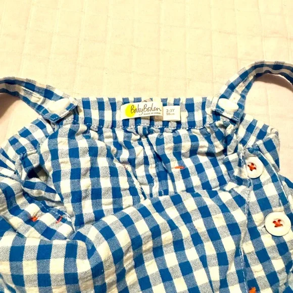 Baby Boden crab romper with blue checks - Picture 4 of 4